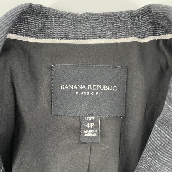 Banana Republic Classic Fit Wool Blend Gray Metallic Thread Blazer Womens 4P - Picture 7 of 7